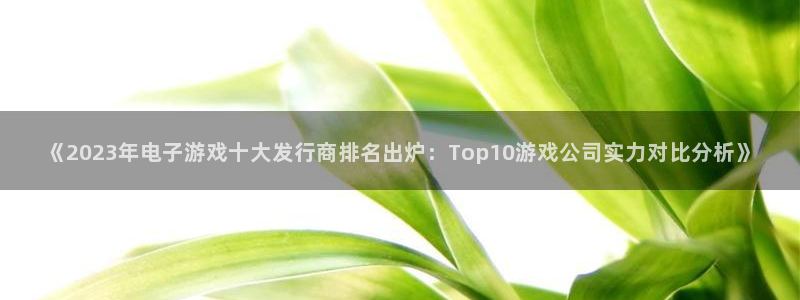 杏耀logo：《2023年电子游戏十大发行商排名出炉：Top10游戏公司实力对比分析》